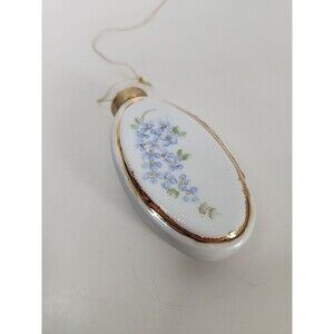 Lou Horn Hand Painted Ceramic Porcelain Christmas Ornament Floral Signed Vtg